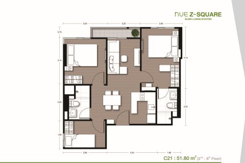 Eigentumswohnung in Bangkok, Thailand, 2 Schlafzimmer  № 170187 - Foto 9