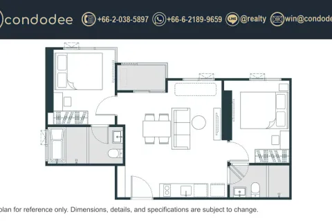 Condo in Bangkok, Thailand, 2 bedrooms № 234001 - photo 3