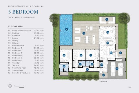 Villa auf Chaweng Beach, Ko Samui, Thailand 5 Schlafzimmer № 165211 - Foto 10