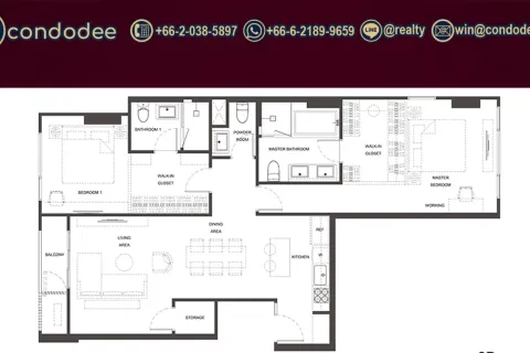 Condominio de 2 dormitorios en Watthana, Bangkok, Tailandia № 201123 - foto 2