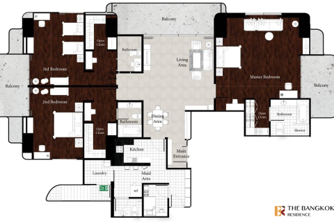 Condo à Bangkok, Thaïlande, 3 chambres № 190072 - photo 2