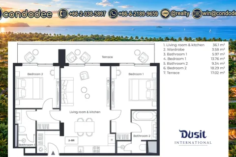 Condominio de 2 dormitorios en Bangkok, Tailandia № 201882 - foto 8