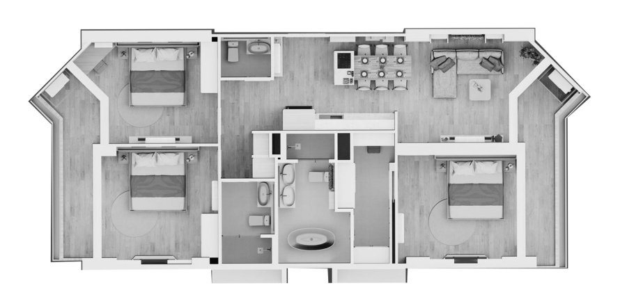 Apartment floor plan «TYPE F1», 3 bedrooms in The Momentum - Serene Condominium