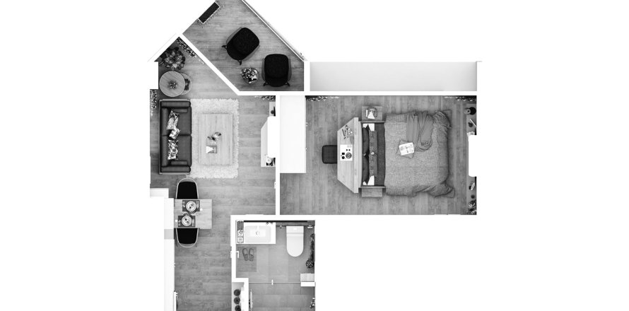 Apartment floor plan «TYPE B1», 1 bedroom in The Momentum - Serene Condominium