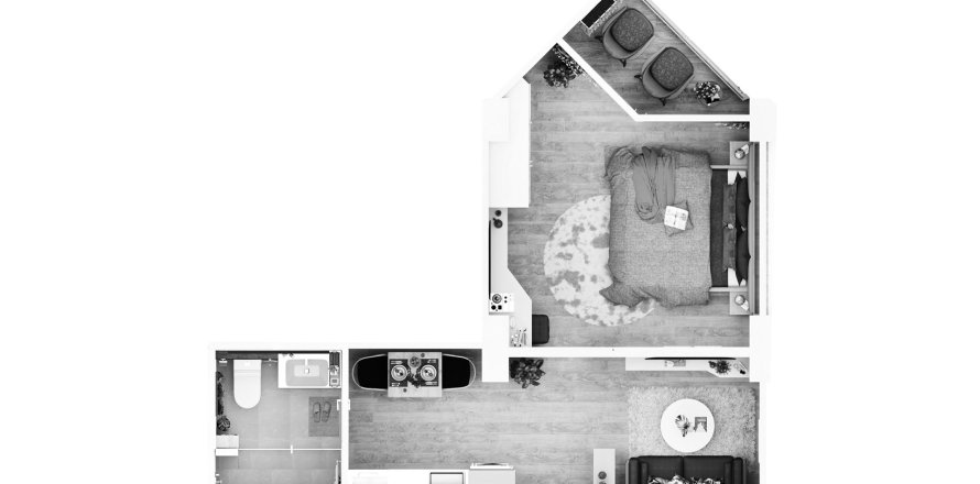 Apartment floor plan «TYPE B2», 1 bedroom in The Momentum - Serene Condominium