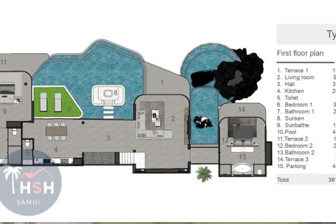 Chalet de 3 dormitorios en Ko Samui, Tailandia № 179990 - foto 12