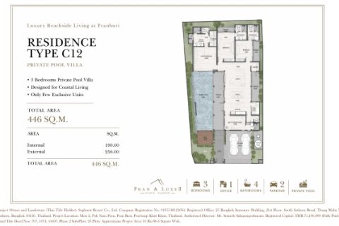 Villa in Pran Buri, Thailand 3 Schlafzimmer № 222504 - Foto 12
