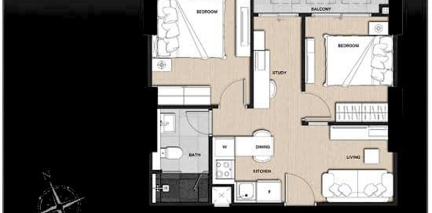 Condominio de 2 dormitorios en Bangkok, Tailandia № 188020