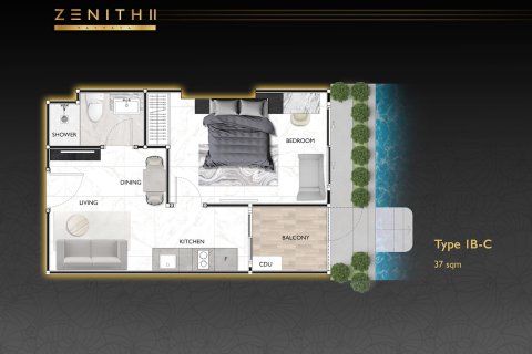 Condominio de 1 dormitorio en Jomtien Beach, Pattaya, Tailandia № 169877 - foto 22