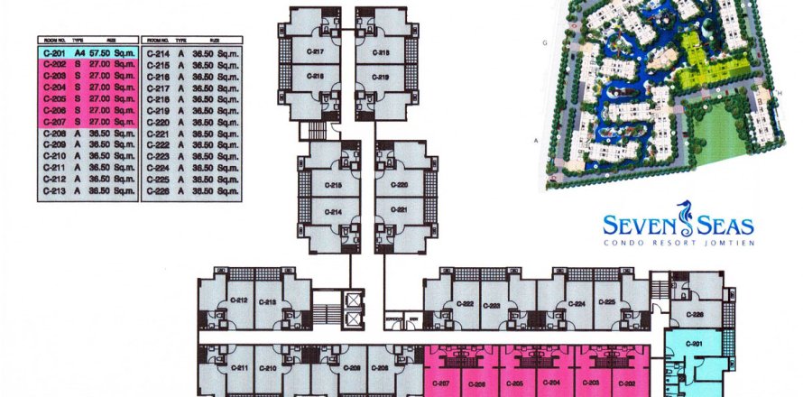 Estudio en el condominio en Pattaya, Tailandia en Seven Seas Condo Resort № 204602