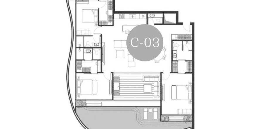 Apartment floor plan «3BR-27», 3 bedrooms in Andaman Boutique Residences