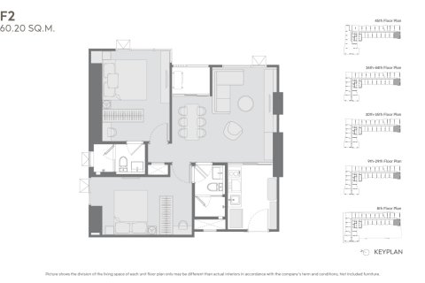 Eigentumswohnung in Bangkok, Thailand, 2 Schlafzimmer № 222530 - Foto 5