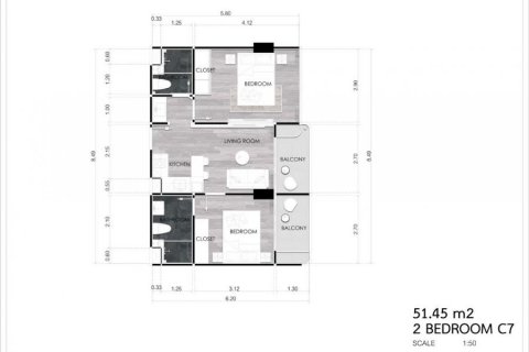 Condominio de 2 dormitorios en Sattahip, Tailandia № 57090 - foto 12