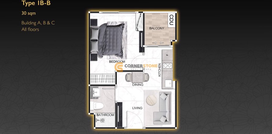 Estudio en el condominio en Pattaya, Tailandia № 153933