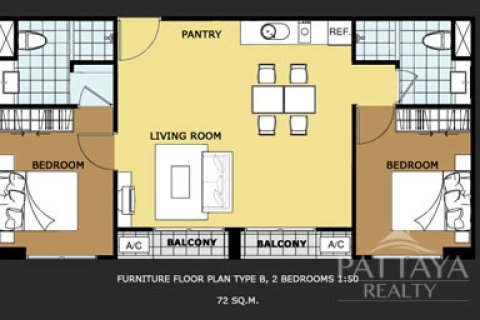 Condominio de 2 dormitorios en Jomtien Beach, Pattaya, Tailandia № 176532 - foto 8