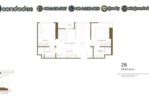Eigentumswohnung in Watthana, Bangkok, Thailand, 2 Schlafzimmer  № 201360 - Foto 2