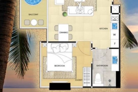 Condo in Pattaya, Thailand, 1 bedroom in The Riviera Ocean Drive № 121259