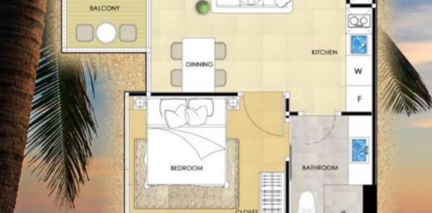 Condominio de 1 dormitorio en Pattaya, Tailandia en The Riviera Ocean Drive № 121259