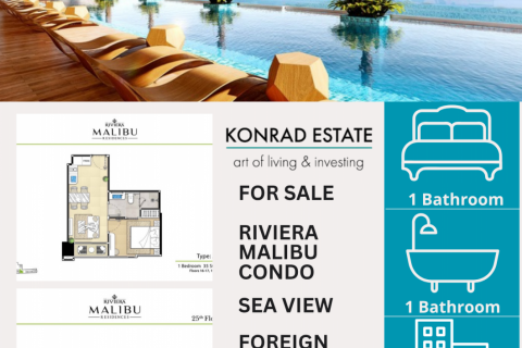 Condo à Pattaya, Thaïlande, 1 chambre à The Riviera Malibu № 130088