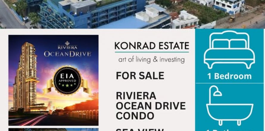 Condominio de 1 dormitorio en Pattaya, Tailandia en The Riviera Ocean Drive № 130105