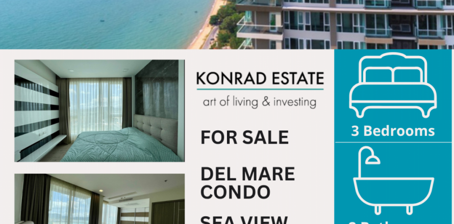 Condominio de 3 dormitorios en Pattaya, Tailandia en Del Mare № 129995
