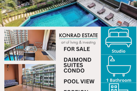 Studio dans le Condo à Pattaya, Thaïlande à Diamond Suites Resort  № 129996