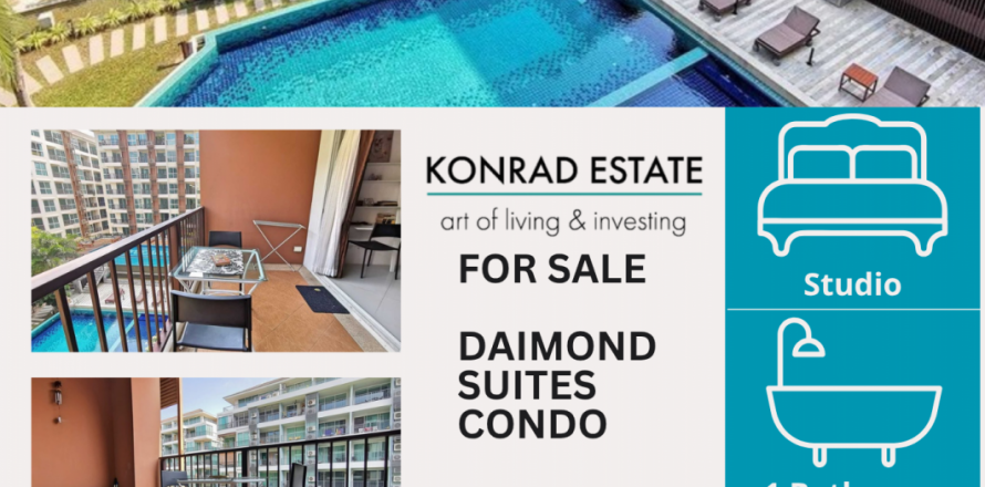 Estudio en el condominio en Pattaya, Tailandia en Diamond Suites Resort № 129996