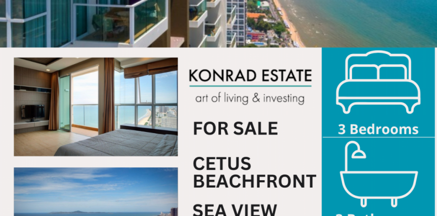 Condo in Pattaya, Thailand, 3 bedrooms in Cetus Beachfront № 126926
