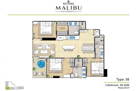 คอนโดมิเนียมในพัทยา, ประเทศไทย, 3 ห้องนอน ใน Utopia Yamu № 121257