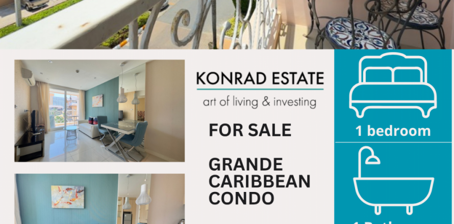 Condominio de 1 dormitorio en Pattaya, Tailandia en Grande Caribbean № 130000