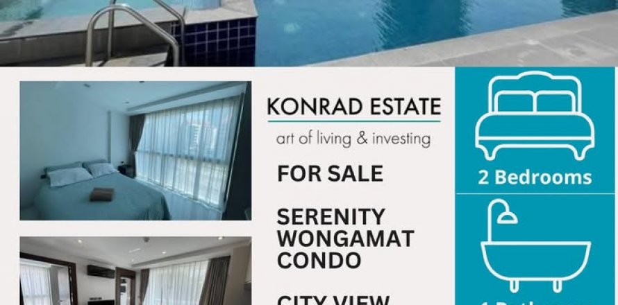 Condo in Pattaya, Thailand, 2 bedrooms in Serenity Wongamat № 130111