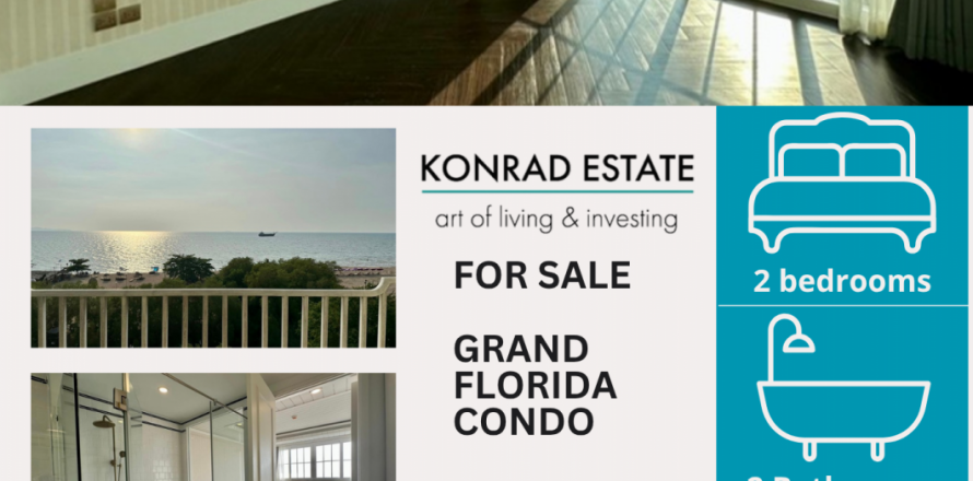 Condo in Pattaya, Thailand, 2 bedrooms in Grand Florida № 129999