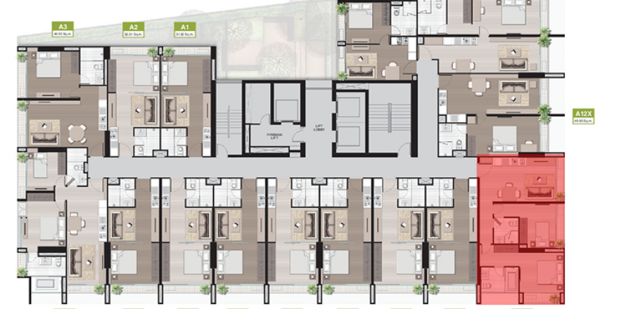 Condominio de 2 dormitorios en Bangkok, Tailandia № 144187