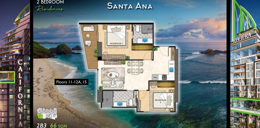 Condominio de 2 dormitorios en Pattaya, Tailandia № 123453