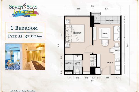 Apartamento de 1 dormitorio en Jomtien Beach, Pattaya, Tailandia № 101462 - foto 11