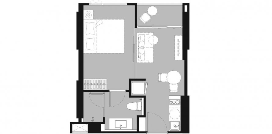 Apartment floor plan «Aquarous Jomtien Pattaya», 1 bedroom in building Building B in Aquarous Jomtien Pattaya in Pattaya, Thailand, Aquarous Jomtien Pattaya