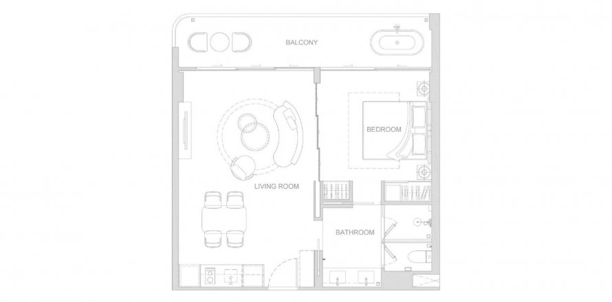 Apartment floor plan «Surfhouse Residence», 1 bedroom in Surfhouse Residences