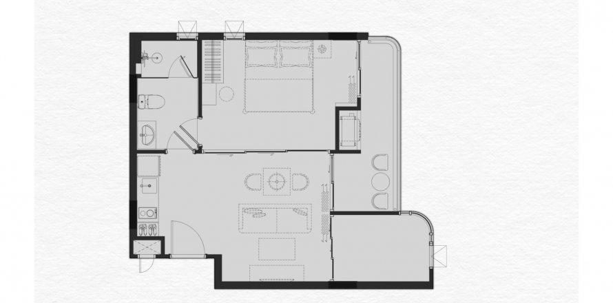 Plano de planta de apartamento «Rawai Adora», 1 dormitorio in The Title Adora Rawai