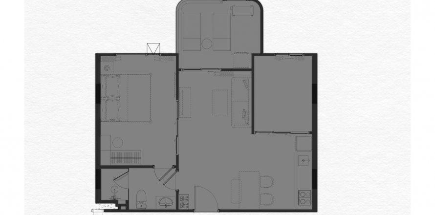 Plano de planta de apartamento «Rawai Adora», 1 dormitorio in The Title Adora Rawai