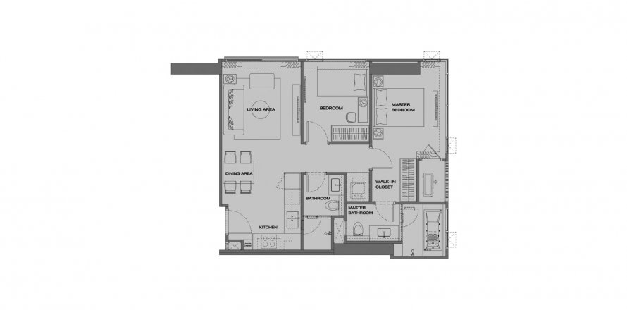Condominium floor plan «2BR-53», 2 bedrooms in Anil Sathorn 12