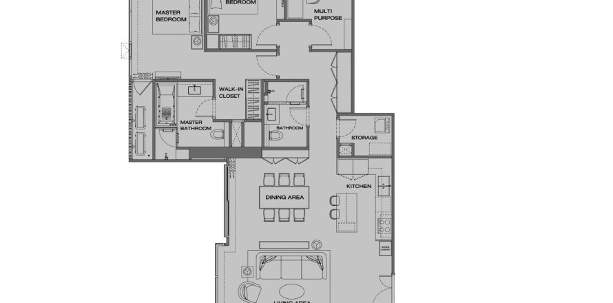 Condominium floor plan «2BR-55», 2 bedrooms in Anil Sathorn 12