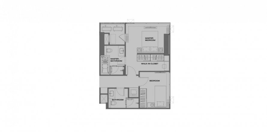 Condominium floor plan «2BR-54», 2 bedrooms in Anil Sathorn 12