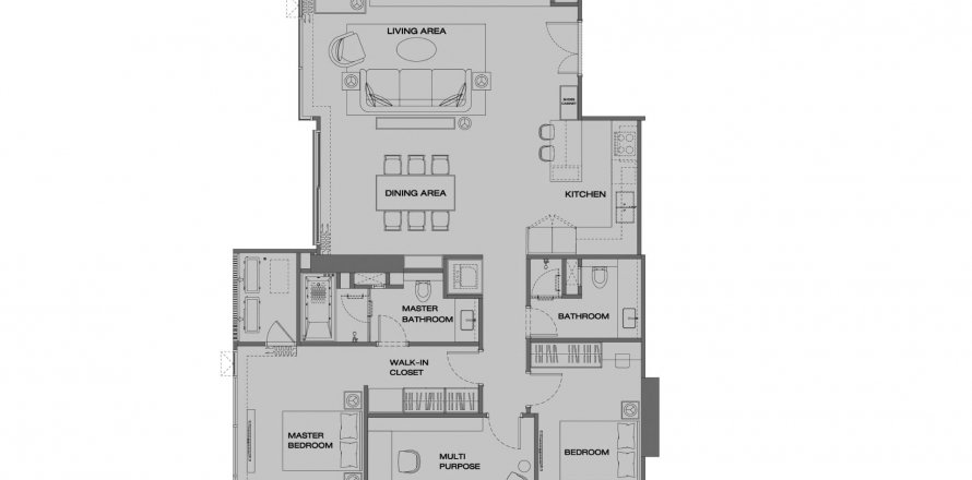 Eigentumswohnung Grundriss «2BR-56», 2 Schlafzimmer in Anil Sathorn 12