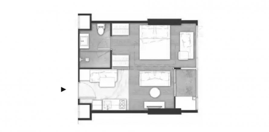 Condominium floor plan «1BR-22», 1 bedroom in Once Pattaya Condominium