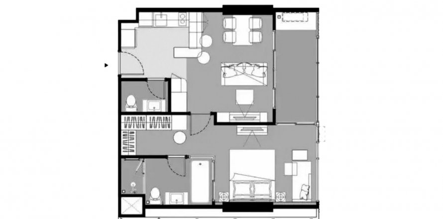 Condominium floor plan «1BR-23», 1 bedroom in Once Pattaya Condominium