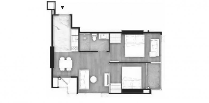 Condominium floor plan «2BR-24», 2 bedrooms in Once Pattaya Condominium