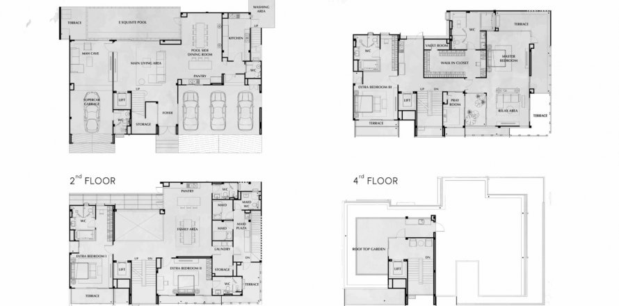 บ้าน ผังพื้น «950E1 Project», 4 ห้องนอน ใน 95E1 Project