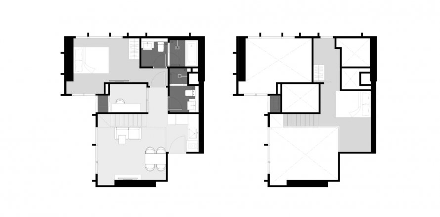 Condominium floor plan «2BR-58», 2 bedrooms in Park Origin Thonglor