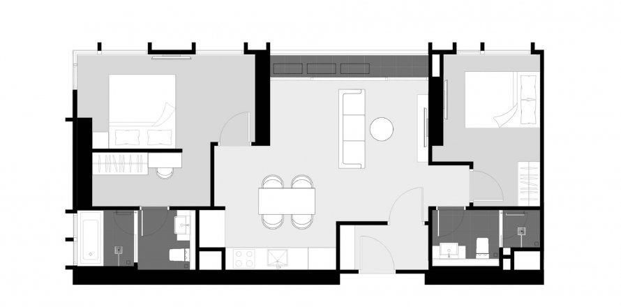 Eigentumswohnung Grundriss «3BR-61», 3 Schlafzimmer in Park Origin Thonglor