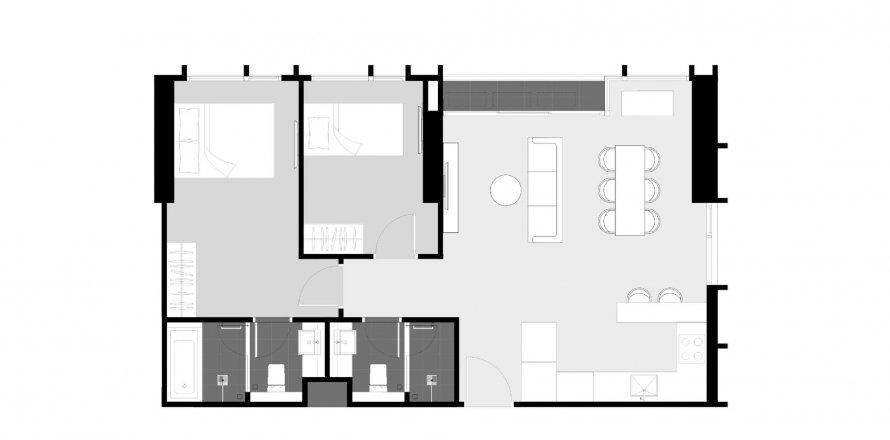 Eigentumswohnung Grundriss «3BR-60», 3 Schlafzimmer in Park Origin Thonglor